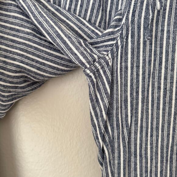 Briggs Womens Blue White Stripe Linen Blend Pants Flowy Stretch Waist Size Large - Picture 5 of 11